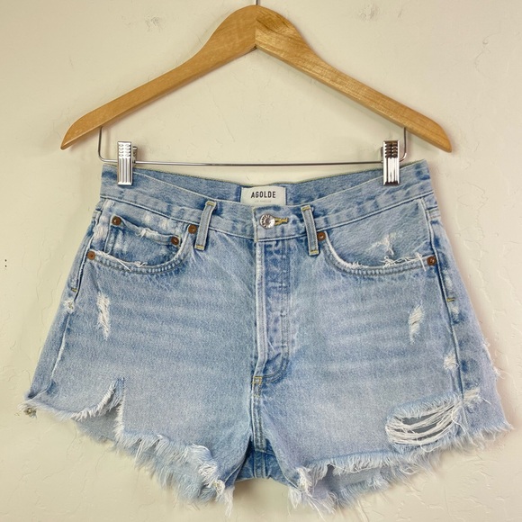 Agolde Parker Vintage Cut Off Rigid Cotton Denim Shorts Style A026-811, Size 26 - Picture 2 of 16